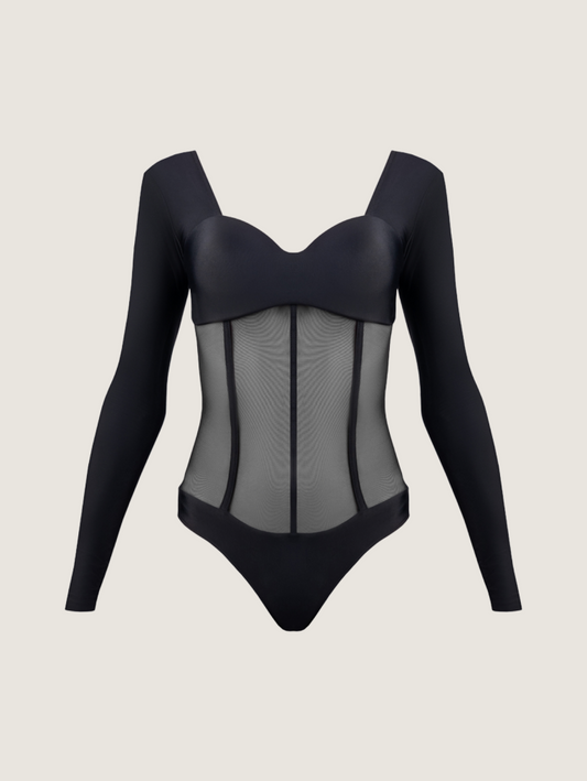 Body Corset Black Long Sleeves